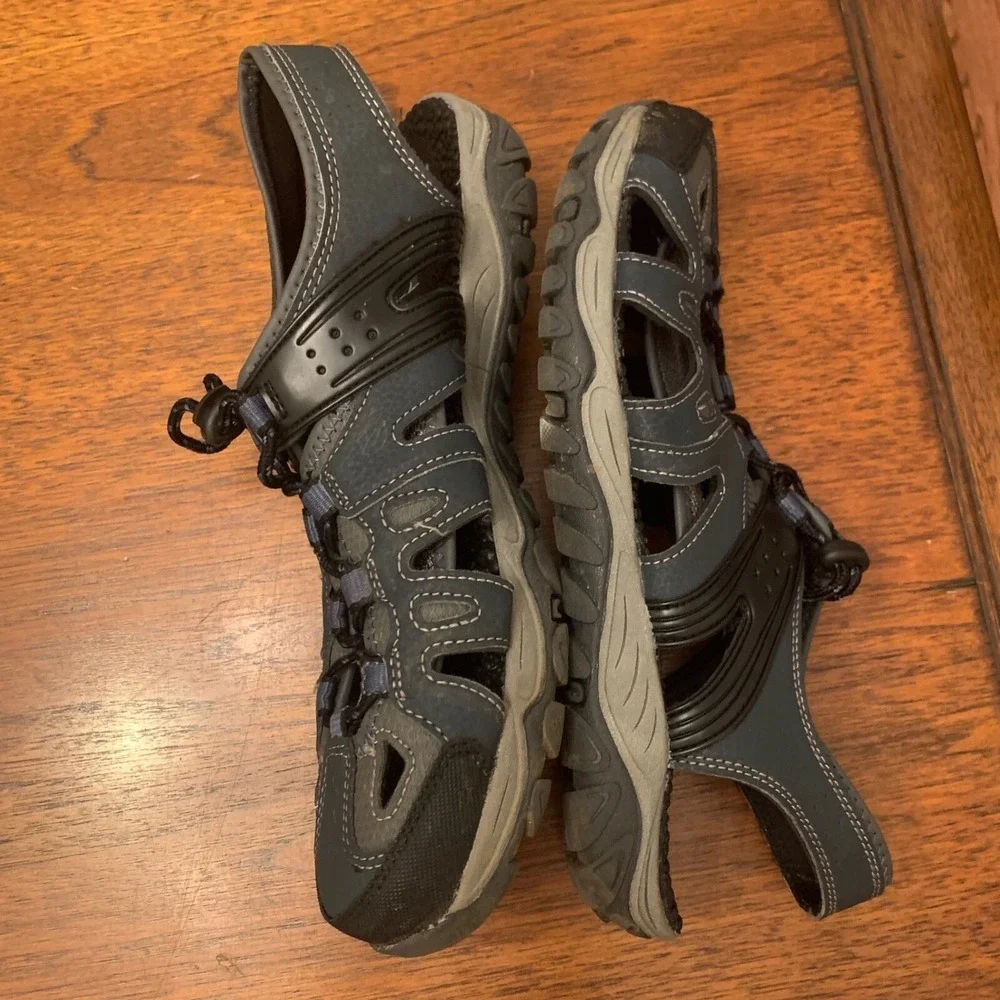 Ozark Trail Men's Sport Hiking Sandals Shoes Quick Lace Outdoor Gray Blue Mens 9